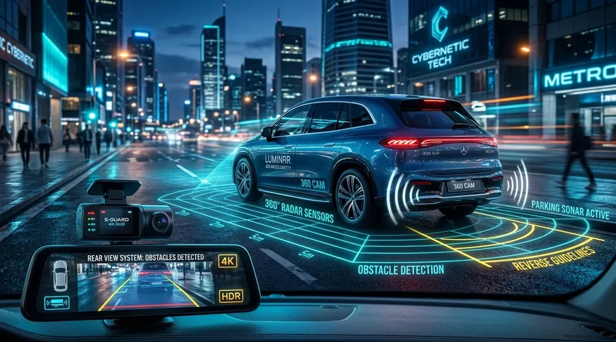Reverse camera and obstacle detection display